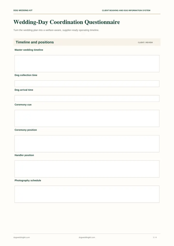 Wedding-Day Coordination Questionnaire preview