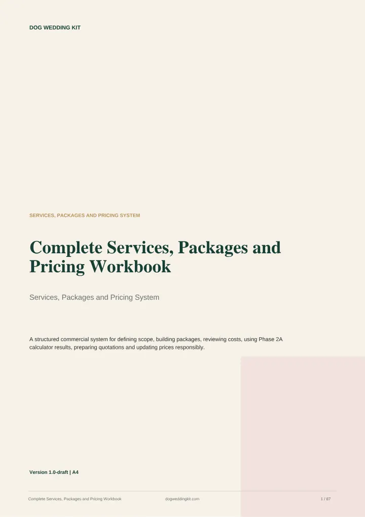 Complete Services, Packages and Pricing Workbook cover