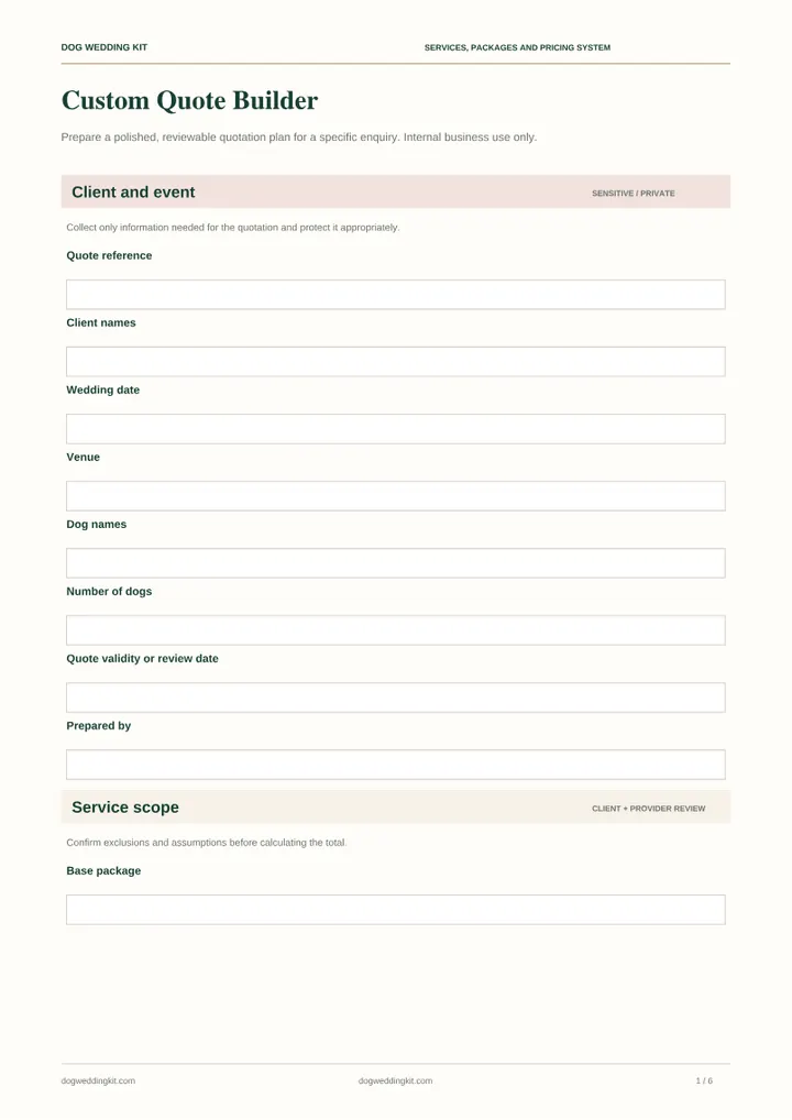 Custom Quote Builder preview