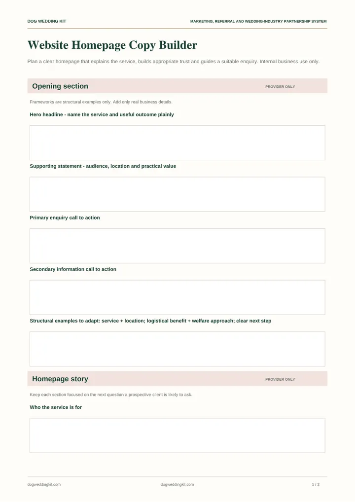 Website Homepage Copy Builder preview